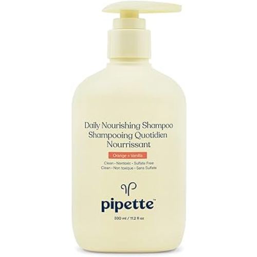 Pipette Daily Nourishing Shampoo - Tear Free Shampoo for Kids, Adds Moisture, 100% Plant-Derived Squalane and Quinoa, Orange + Vanilla Aroma, 11.2 fl oz