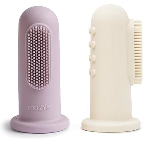 mushie Baby Finger Toothbrush (Soft Lilac/Ivory) 2-Pack