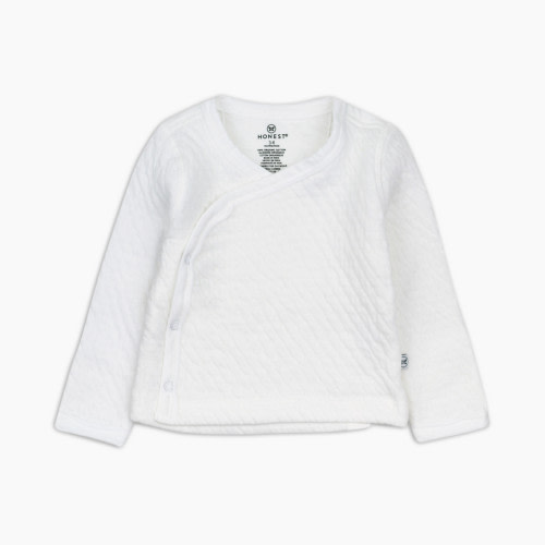 Honest Baby Clothing Organic Cotton Matelasse Side Snap Top - Bright White, Newborn