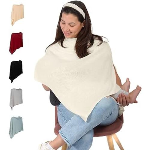 Breathable Nursing Cover Up for Breastfeeding - Privacy Nursing Covers - Newborn Essentials Must Haves - Improved Ponchy by Gold Mamas - Sand