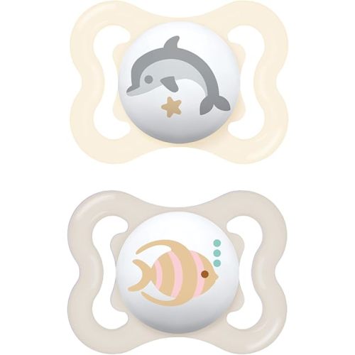 MAM Mini Air Pacifiers (2 pack), MAM Sensitive Skin Pacifier 0-6 Months, Best Pacifier for Breastfed Babies, Unisex Pacifiers, 2 Count (Pack of 1)