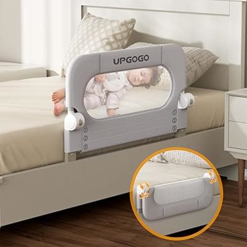 Folding Toddler Bed Rails for Crib,Safety Toddler Bed Rails,Bed Guard Rail with Reinforced Anchor Safety System,Bed Rail for Kids Fit,Bunk,Full Size,Queen,King,Twin(Grey,33"x23.6")