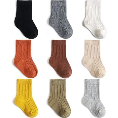 Toddler Socks Unisex Baby Crew Socks for Infant Boys Girls Stretchy Cotton Socks for Kids Gift 0-36 Months