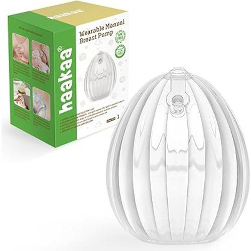 haakaa Shell Wearable Silicone Breast Pump - Silicone Hands Free Breast Pump - Passive Breast Milk Collector Shell for Newborns - Breastfeeding Essentials - 2.5oz/75ml,1 Count