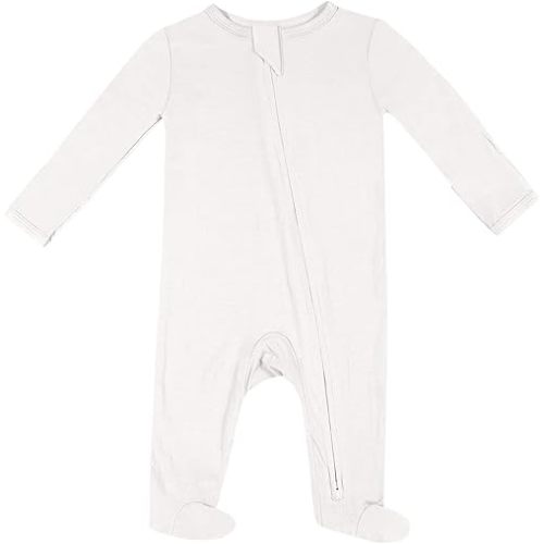 TWINOR Baby Footed Pajamas with Mittens, Soft Bamboo Viscose One-Piece Romper for Newborn Infant