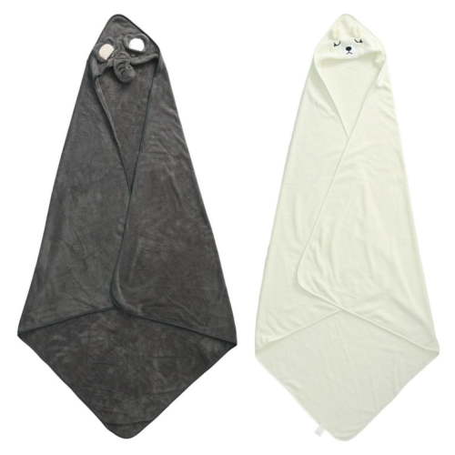 Jokapy Baby Unisex Soft Absorbent Hooded Towel, One Size, Gray & White, 2 Pack