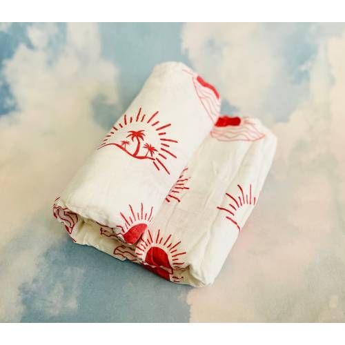 Palm Tree Beach Organic Bamboo Muslin Baby Swaddle Blanket