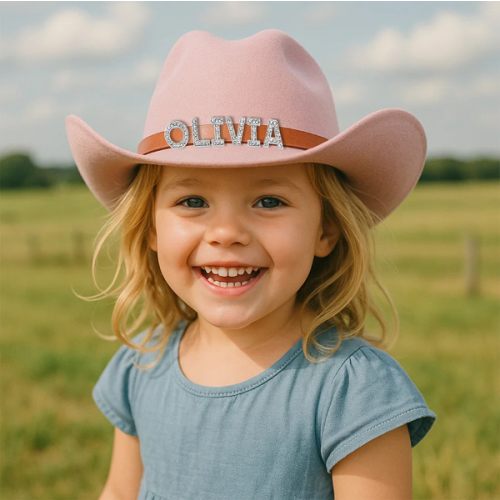 Personalized Rhinestone Cowboy Hat for Women & Kids, Custom Cowgirl Hat with Name, Bride & Party Western Hat