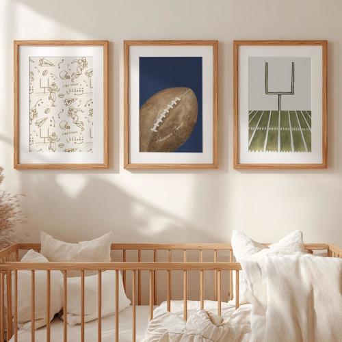 Football Decor Personalized Sport Theme Nursery Football Print Set of 3 Personalized Sport Name Sign Football Wall Art Custom Name Print Boy