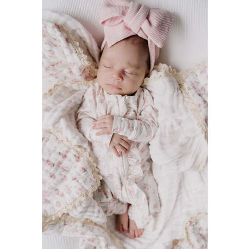 Frill Zip Romper | Paisley Peony – Little and Fern