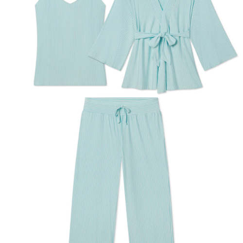 LAKE | Women | DreamModal® Pajamas | Salt Spray Pencil Stripe Maternity Kimono Bundle