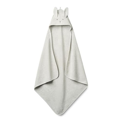 Baby Hooded Towel – Organic Cotton Baby Bath Towels – Baby Towels, Baby Bath Towels for Baby Boy, Baby Girl, Large 32" x 32" Super-Soft and Absorbent Baby Towels for Newborn (Rabbit - Pearl Grey)
