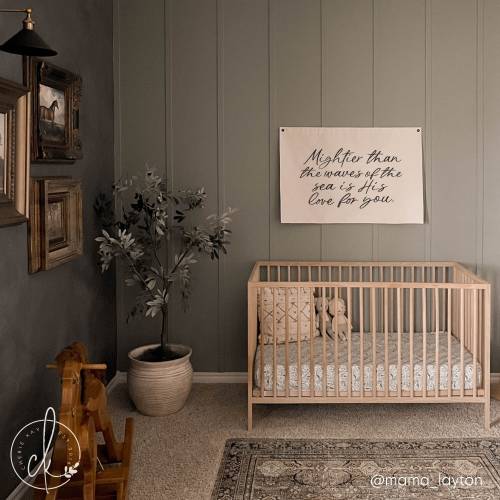 Mightier Than The Waves Of The Sea Is His Love For You | Canvas Banner | Nursery Wall Art | Scripture Nursery Decor | Baby Shower Gift