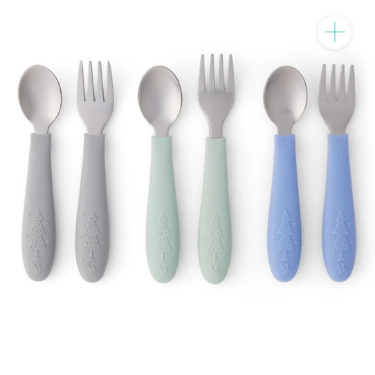 Babies/Toddler Stainless Steel Spoons + Forks with Silicone Handle