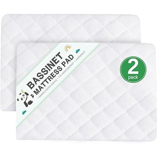 Waterproof Bassinet Mattress Protector, Fit for 20" x 33" Angelbliss (3 in 1), IKOMZY, YADAQE, Cowiewie and Nordmiex Bassinet, Ultra Soft Breathable, Viscose Made from Bamboo Surface, Washer & Dryer