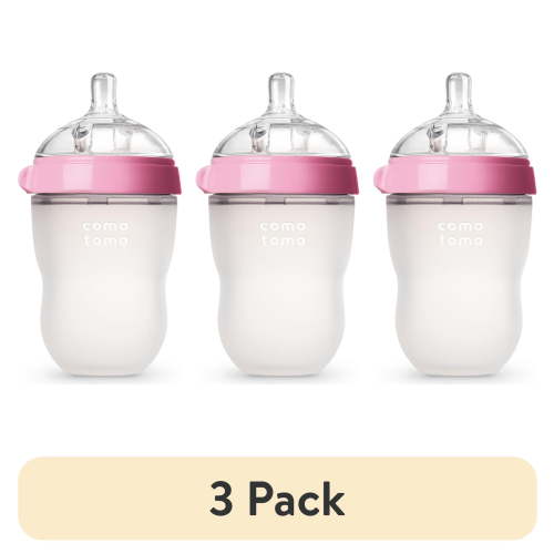 (3 pack) Comotomo Baby Bottle, Double Pack, 8 oz Pink