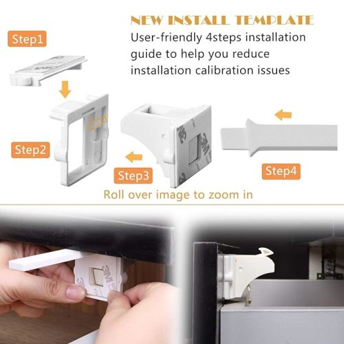Vmaisi Adhesive Magnetic Cabinet Locks (12 Locks and 2 Keys) - Standard - 12.0