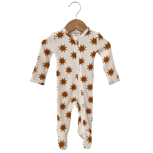Organic Waffle Basic Zip Footie, Sun