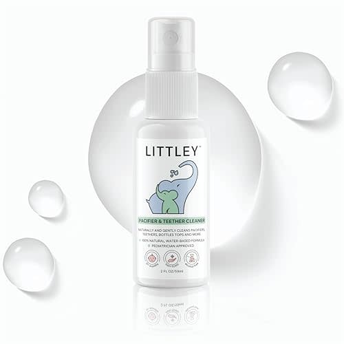 Think Smarter Products Littley Pacifier & Teether Cleaner with Hypochlorous Acid, Non-Toxic & Alcohol-Free, Gentle Formula for Cleaning Baby & Toddler Essentials, 2oz Travel-Size Spray Bottle