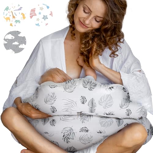 PILLANI Nursing Pillow for Breastfeeding & Bottle Feeding, Support Breast Feeding Pillow for Mom & Baby,w/Adjustable Waist Strap, Removable Cotton Cover, Breastfeeding Essentials Newborn Must Haves