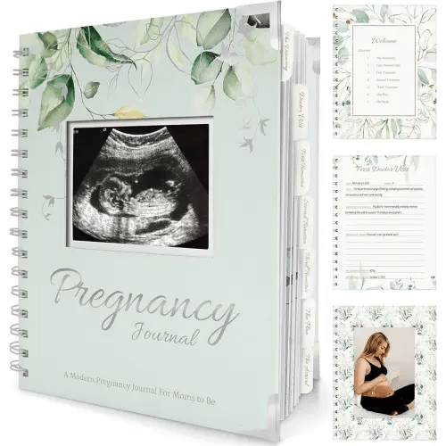 Pregnancy Journal for First Time Moms Gifts - 90 Pages Hardcover Pregnancy Memory Book, Beautiful & Cute Baby Book Keepsake, Ultrasound Baby Scrapbook, Mom To Be Gift (Sage)
