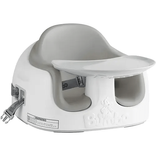 Bumbo Baby Toddler Adjustable 3 in 1 Multi Seat High Chair and Booster Seat with Removable Tray and Buckle Strap for Toddlers 1 to 3, Cool Gray