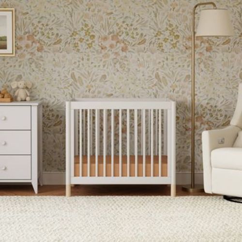 Babyletto Gelato 4-in-1 Convertible Mini Crib and Twin Bed - White/Washed Natural