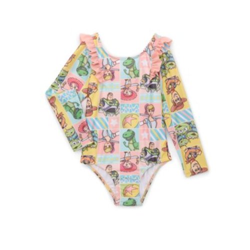 Character Toddler Girl Long- Sleeve Ruffle One- Piece Swimsuit, Sizes 12M-5T