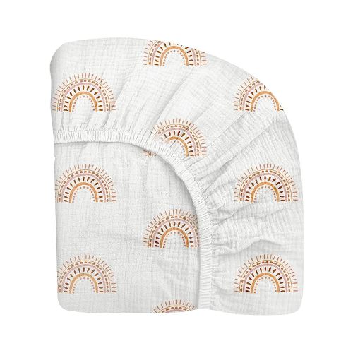 Mini Crib Sheets for Baby Boy Girl, Neutral Mini Crib Mattress Sheet 24" x 38", Muslin Nursery Bedding Soft and Breathable Comfort(Rainbow)
