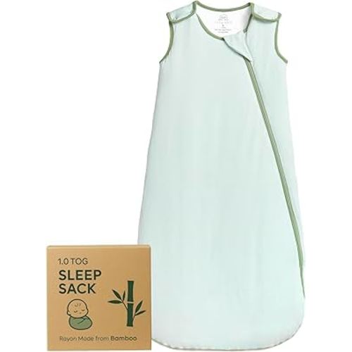 Rayon Made from Bamboo Sleep Sack 1.0 TOG 0-6 Months Unisex Baby Sleeping Bag with 2-Way Zipper Breathable Wearable Blanket Baby