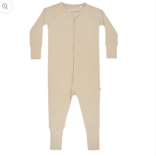 Tan Small Ribbed Zip Romper