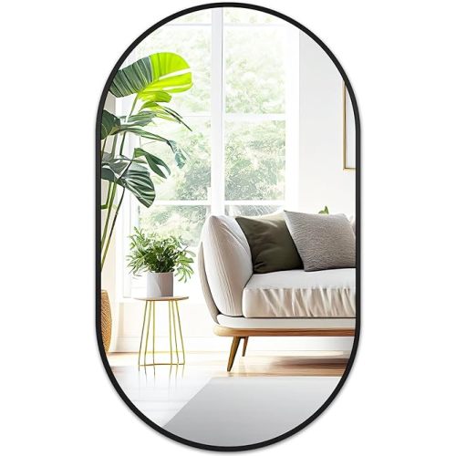 Fabuday Black Oval Bathroom Mirror for Over Sink - 22x38 Wall Mounted Oval Vanity Mirrors with Matte Metal Frame for Bedroom, Living Room, Dresser, Hallway, Entryway Decor, Horizontally/Vertically