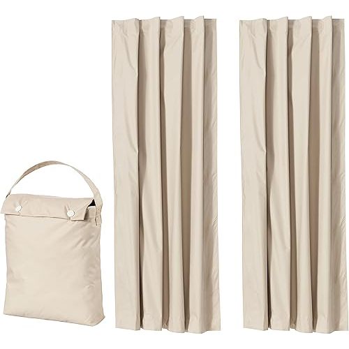 Amazon Basics Portable Window Blackout Curtain Shade with Suction Cups for Travel - 50" x 78", Beige - 2-Pack