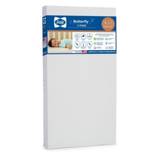 Sealy Butterfly Antibacterial 2-stage Foam Crib And Toddler Mattress