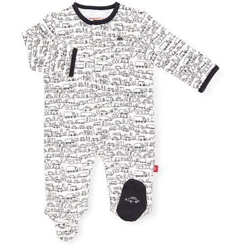 Magnetic Me Footie Pajamas 100% Organic Cotton Baby Sleepwear Quick Magnetic Fastener Sleeper - Going Places - 3-6 Month