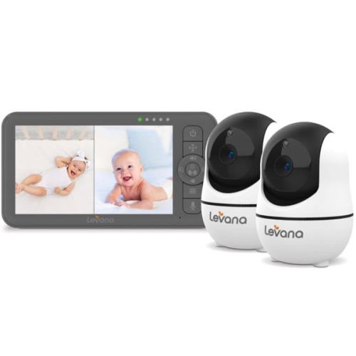 Levana Nala Video Baby Monitor, 5.5" 1080P Screen, 2 Night Vision PTZ Cameras, 22 Hour Battery Life, 5000mAH Battery, No WiFi, Two-Way Talk, 1000ft of Range Baby Cameras
