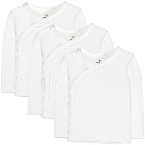 HonestBaby 3-Pack Long Sleeve Side-Snap Kimono Tops Newborn for Infant Boys, Girls, Unisex Baby 100% Organic Cotton