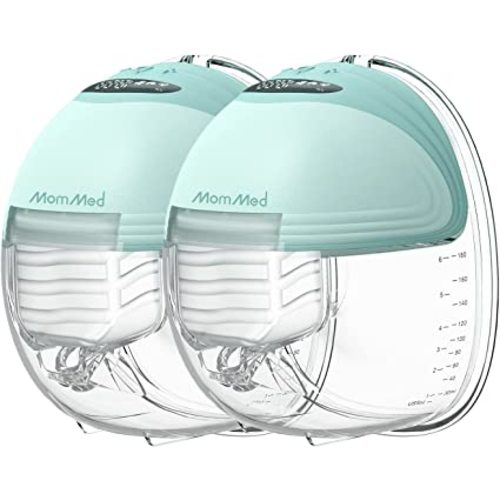 MomMed Double Wearable Breast Pump, 27mm All-in-One Painless Breastfeeding Hands-Free Electric Breast Pump with 3 Mode 12 Levels, Leak-Proof Design & Low Noise, Extra 24mm Flange Inserts
