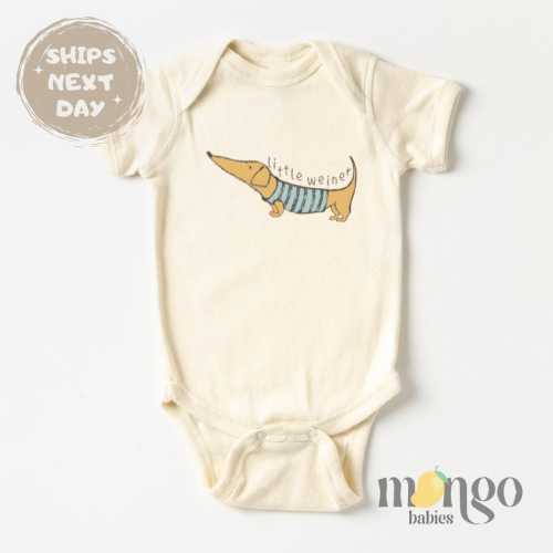 Little Weiner Baby Bodysuit Cute Dachshund Baby Clothes Kids Tshirt Toddler Sweater Cute Gift for Baby Shower Gift for Baby Boy Baby Girl