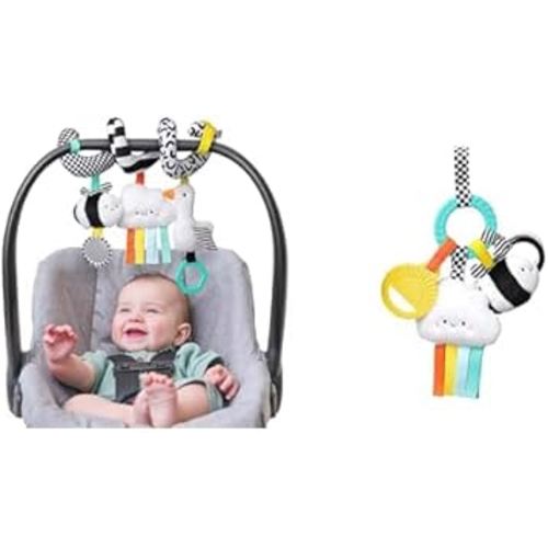 Itzy Ritzy Car Seat Spiral and Busy Ring Teething Toy Bundle (High Contrast)