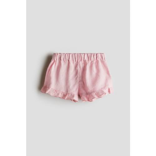 RUFFLED LINEN SHORTS