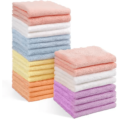 Orighty Baby Washcloths 24-Pack(7''x9''), Microfiber Coral Fleece Baby Towels, Super Soft and Absorbent Wash Cloths for Newborns, Infants and Toddlers, Gentle on Delicate Skin for Face Hands and Body