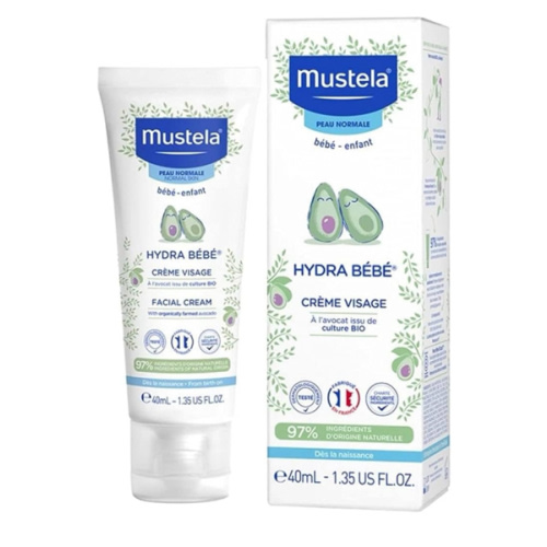 Mustela Hydra Bebe Face Cream – Daily Baby Moisturizer with Natural Avocado, Jojoba Oil & Shea Butter - 1.35 fl. oz. - Packaging may vary