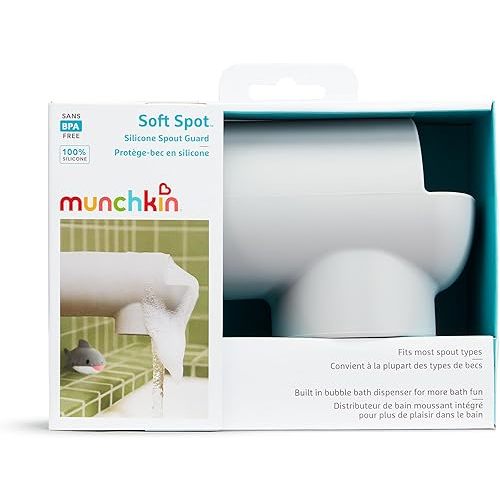 Munchkin® Soft Spot™ Bath Spout Cover for Baby, Bathtub Guard with Built-in Bubble Bath Dispenser, Silicone, Grey