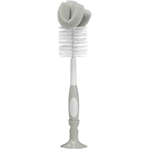 Dr. Brown's Baby Bottle Cleaning Brush with Sponge, Scrubber and Nipple Cleaner, Grey 1 Pack