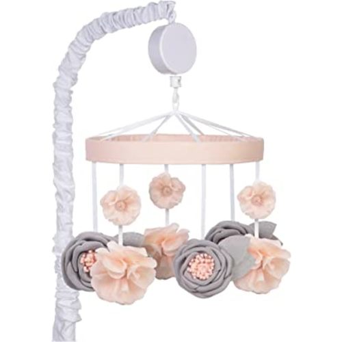 Trend Lab Blush Floral Musical Mobile, Relaxing Music Newborn Baby Essentials, 24 in Tall, 20 in Wide