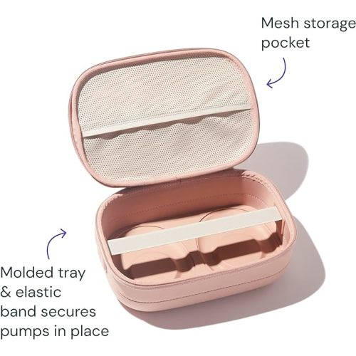 Willow Breast Pump Carrying Case, Dusty Pink, Use with Hands Free Wearable Breast Pumps, Ultra Durable Hard Shell Breast Pump Case with Removable Tray, Compact and Discreet