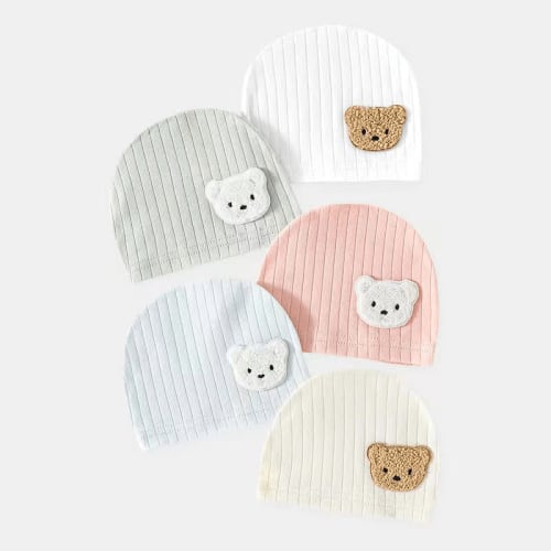 Baby Embroidered Bear Newborn Hat