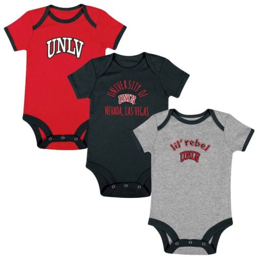 Ncaa Unlv Rebels Infant Boys' Short Sleeve 3pk Bodysuit Set - 6-9m