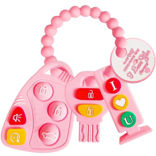 Baby Goth Teething Keys Toy 6-12M Pink Car Key Teether Combo Set